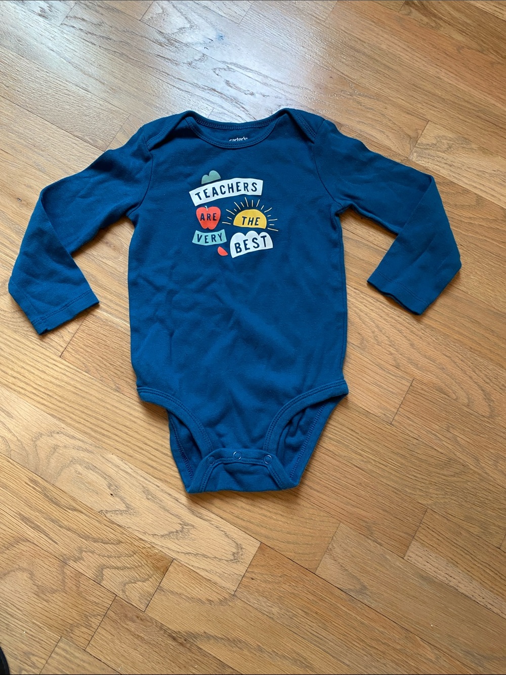Long-Sleeve Navy Baby One-Piece Bodysuit - "Teachers Are The Best"